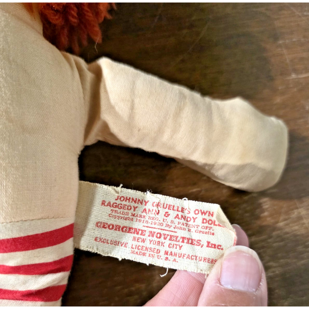 Georgene Raggedy Ann Andy Vtg 13in Awake Asleep Outlined Nose Pair 1940s Gruelle - Picture 15 of 16
